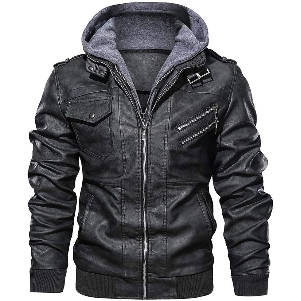 2022 New Winter Jacket Men's Genuine Leather Coats Men Hooded Midi