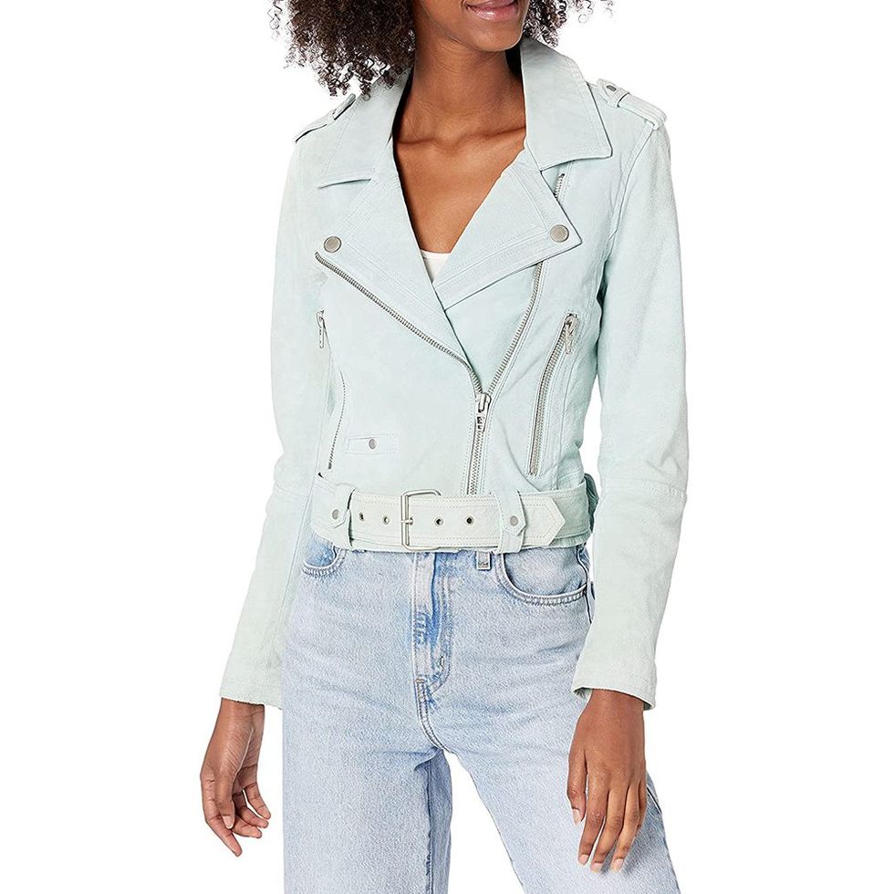 Cropped Suede Motorcycle Jacket