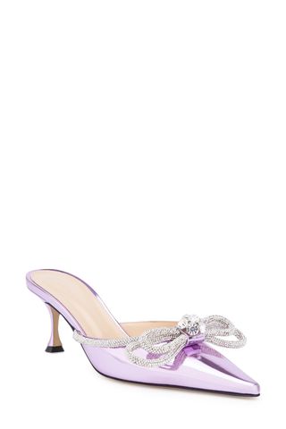 Crystal Double Bow Pointed Toe Mule