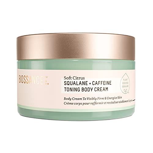 Biossance Squalane + Caffeine Toning Body Cream. Nourishing Body Cream with Caffeine and Niacinamide to Visibly Firm and Tone. Restore Elasticity in a Soft Citrus Scent (6.7 ounces)