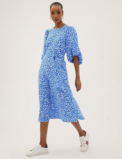 Blue leopard print on sale dress