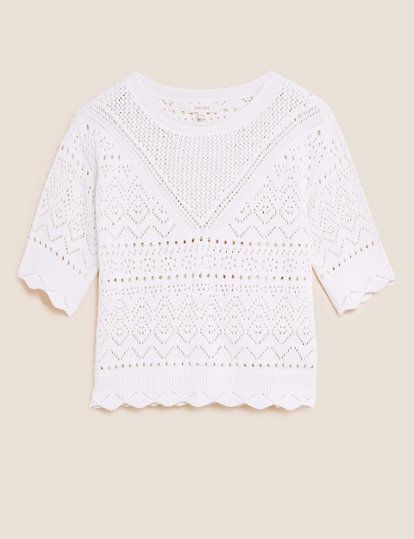Pure Cotton Broderie Knitted Top