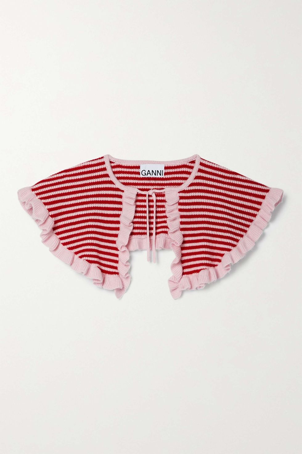Ruffled Striped Wool and Cashmere-Blend Collar