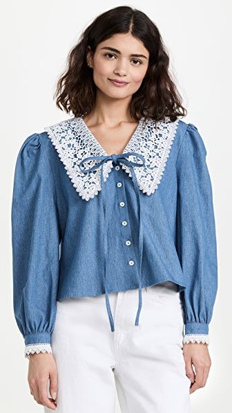 Shirt with Lace Collar