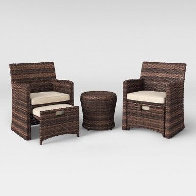 Halsted 5-Piece Wicker Small Space Patio Furniture Set