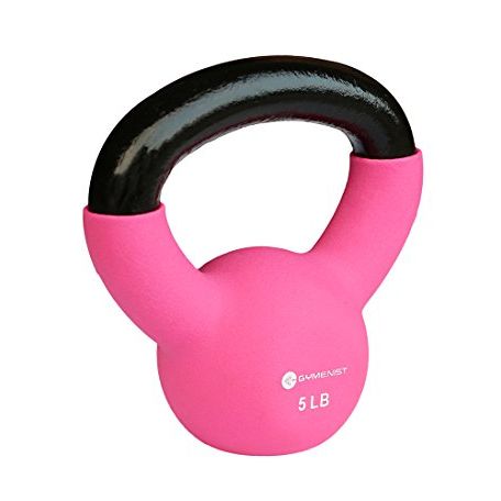 GYMENIST Kettlebell Fitness Iron Weights With Neoprene Coating Around The Bottom Half of The Metal Kettle Bell (5 LB)