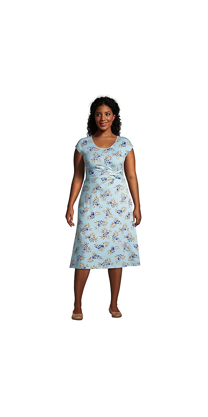 women's cap sleeve twist front fit and flare dress