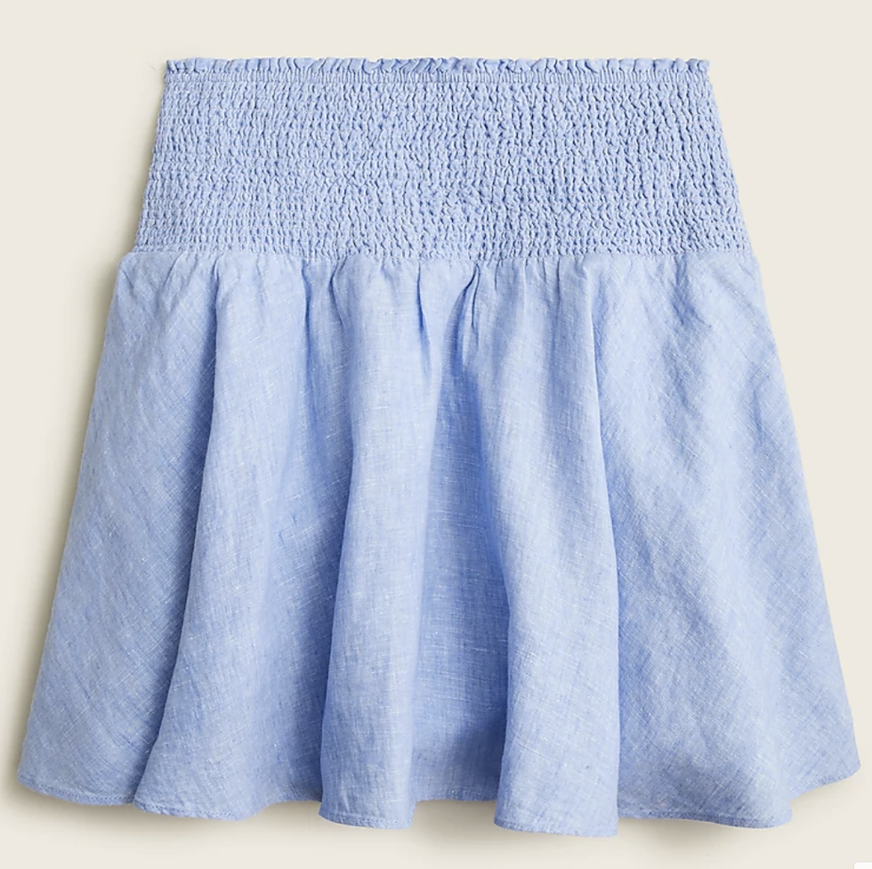 Linen Smocked Mini Skirt