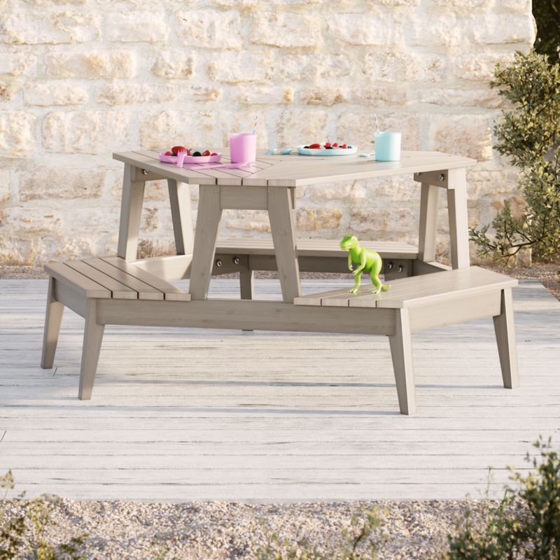 Grey Stain Modern Kids Picnic Table