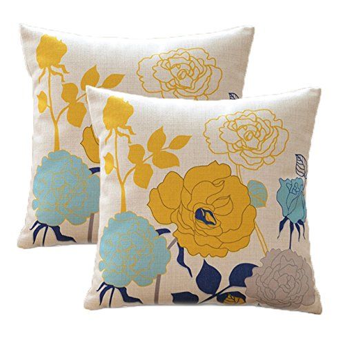 Blue and Yellow Pillow Covers 