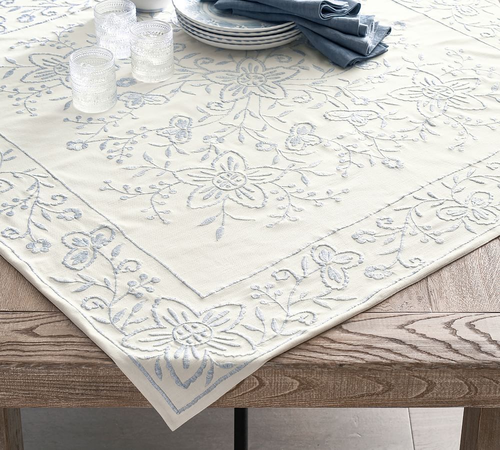 Floral Embroidered Table Throw