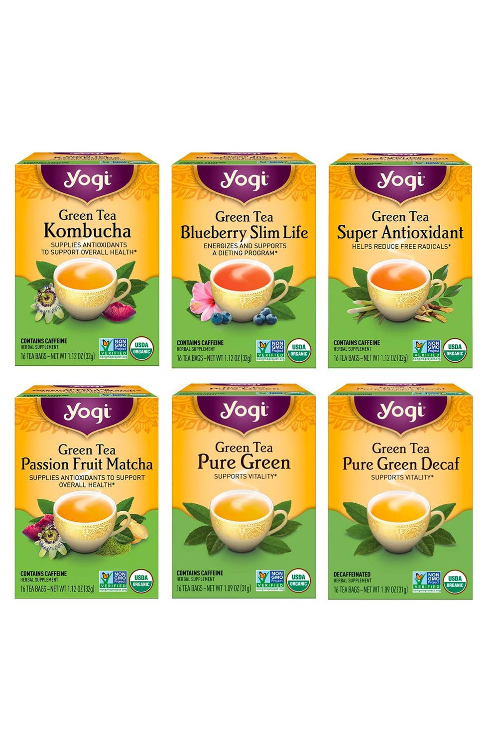Yogi Tea Green Tea Variety 6-Pack Sampler 