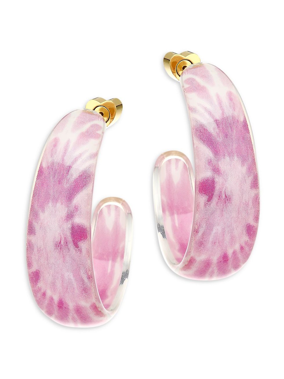 14K Goldplated & Lucite Tie-Dye Tapered Jelly Hoop Earrings