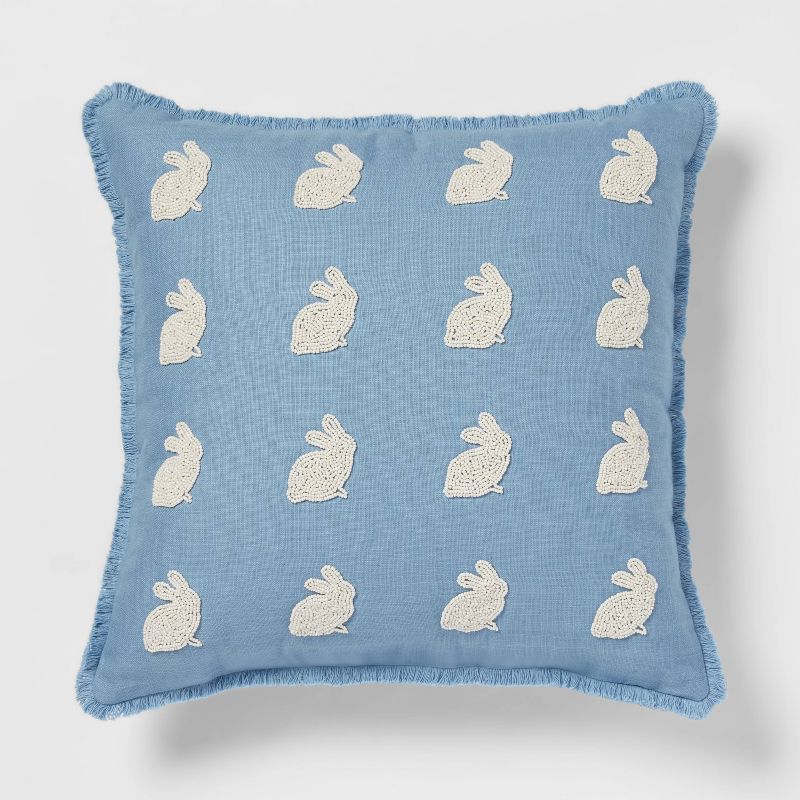 Beaded Bunny Throw Pillow