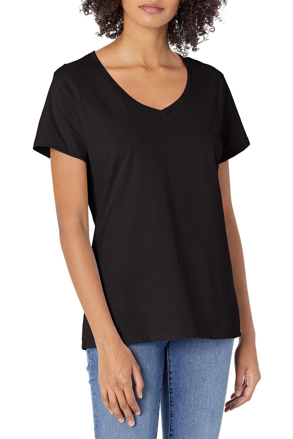 Women V Neck Ribbed Fitted Tight Tshirt Short Sleeve Shirt Basic Knit  Women's Petite Athletic Shirts & Tees Black at  Women's Clothing store