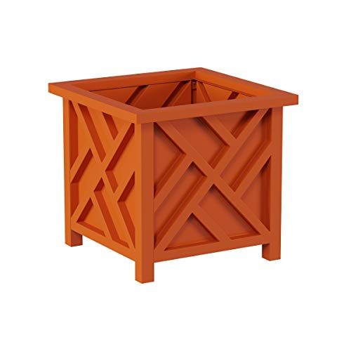 Square Planter Box-Terracotta Colored Lattice Container 