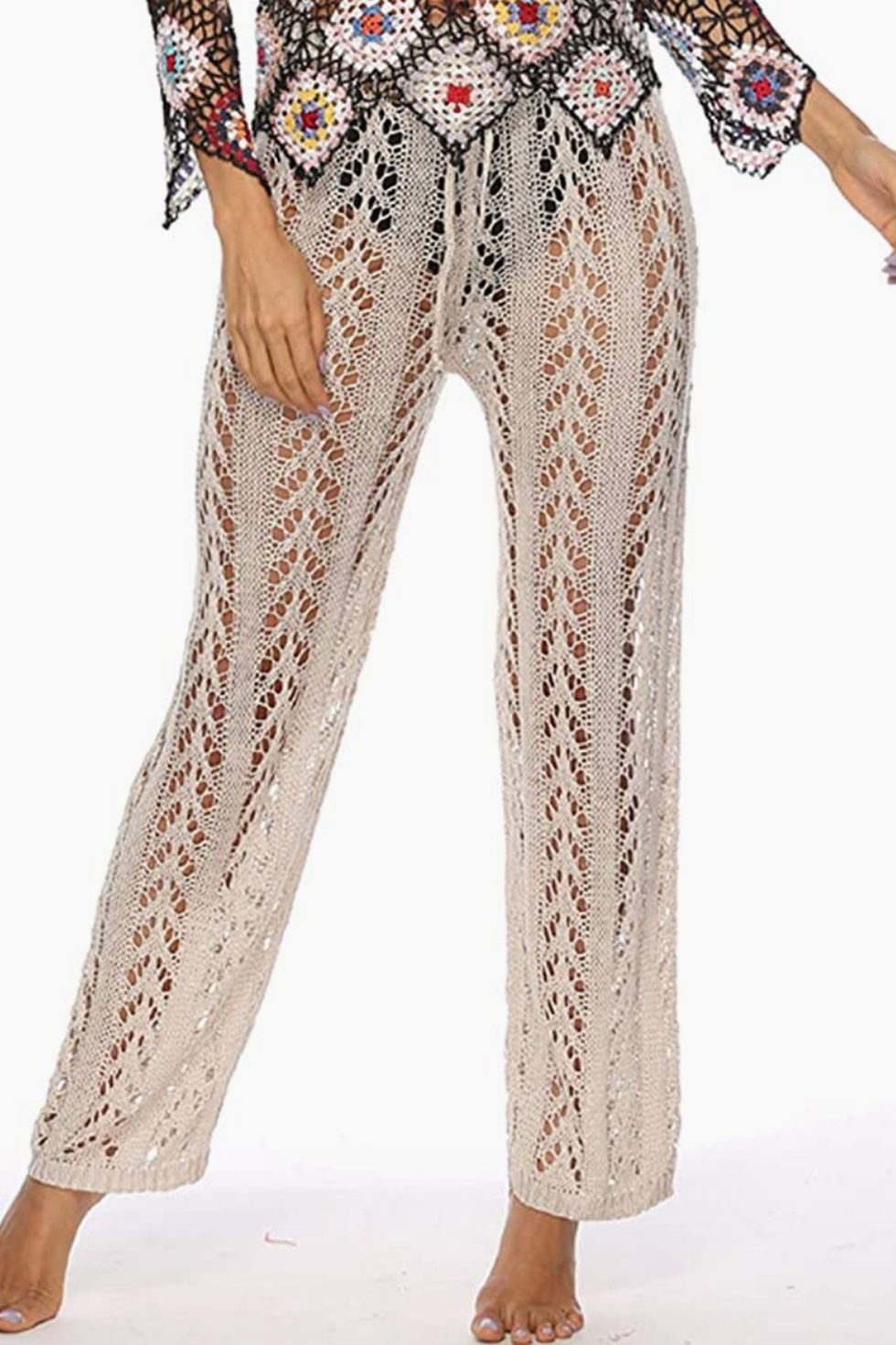 Hollow Out Mesh Beach Pants
