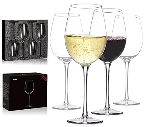 ELIXIR GLASSWARE Set of 4 Modern Hand-Blown Crystal White Wine
