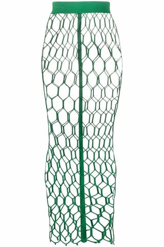 Nina Ricci open-knit fish-net skirt