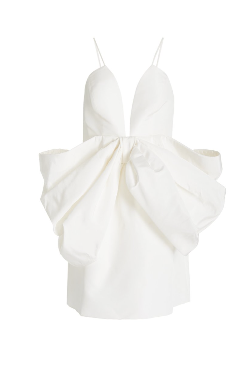 Bow-Detailed Silk Faille Mini Dress