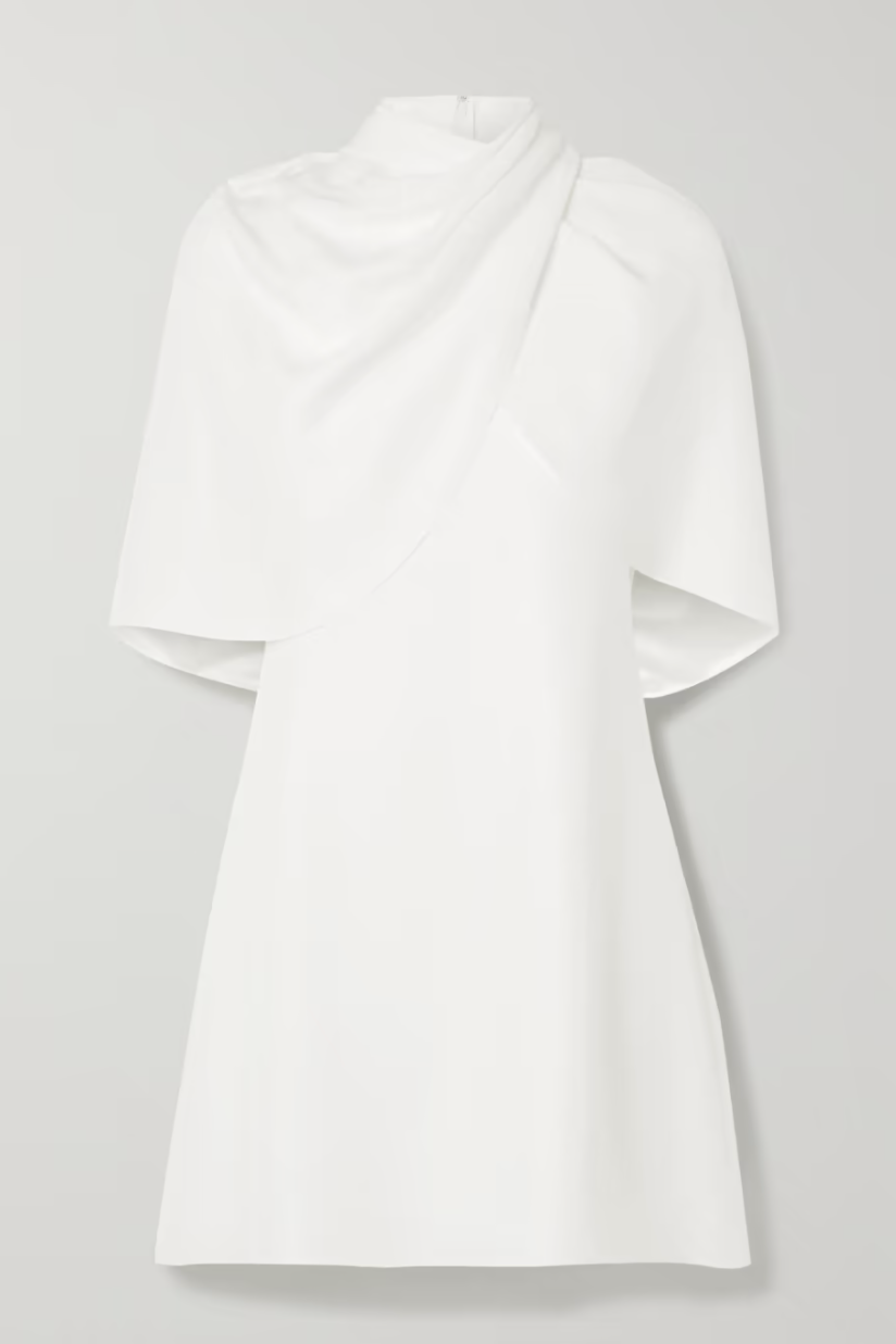 Draped Cape-effect Silk-crepe Mini Dress
