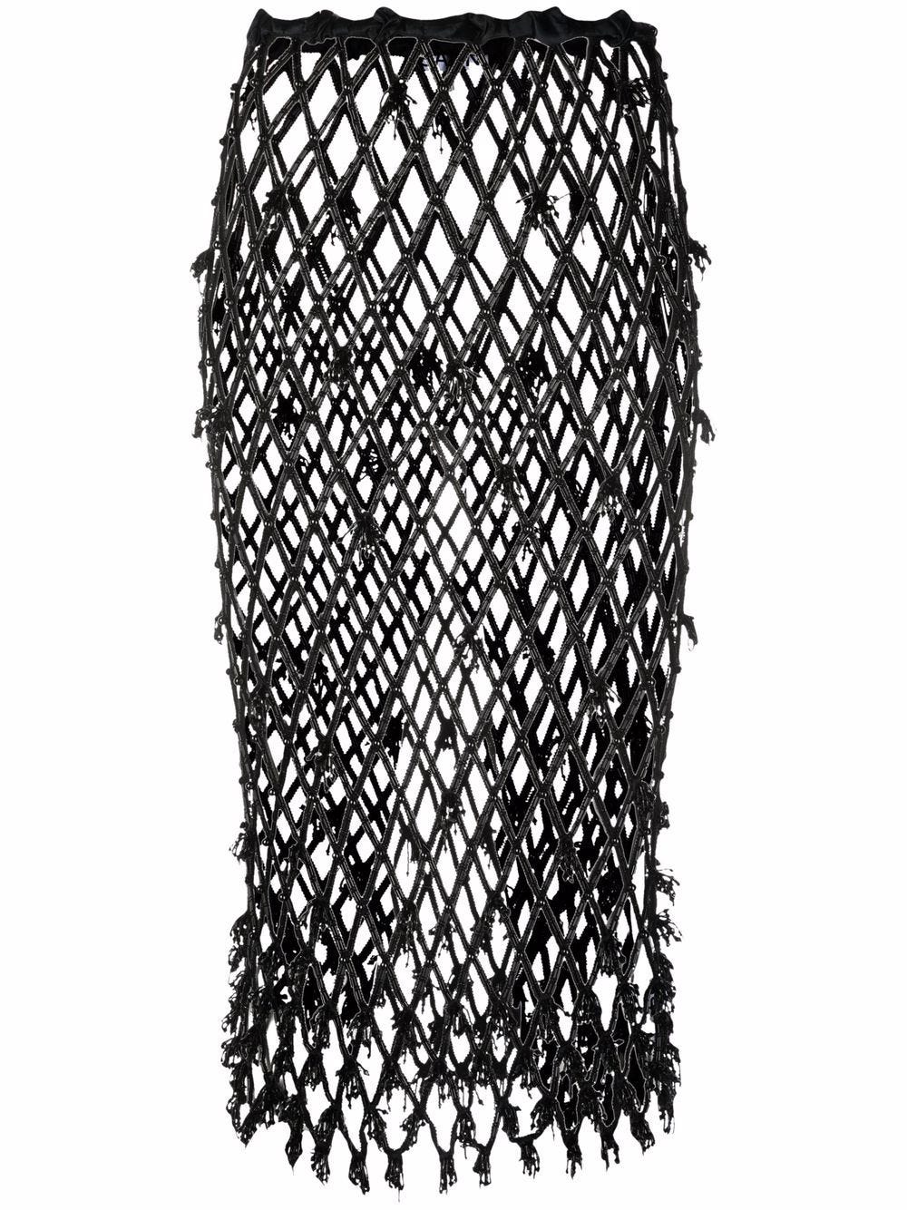 GANNI beaded netting midi skirt