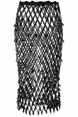 GANNI beaded netting midi skirt