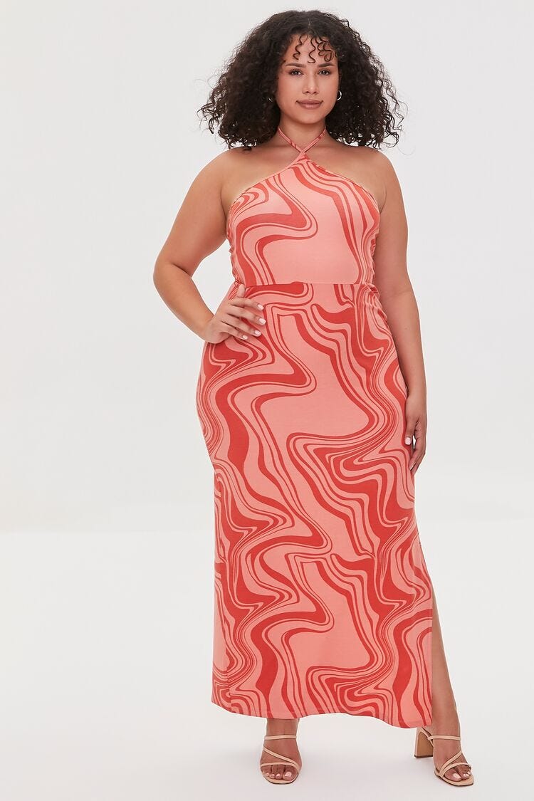 Plus Size Abstract Print Maxi Dress