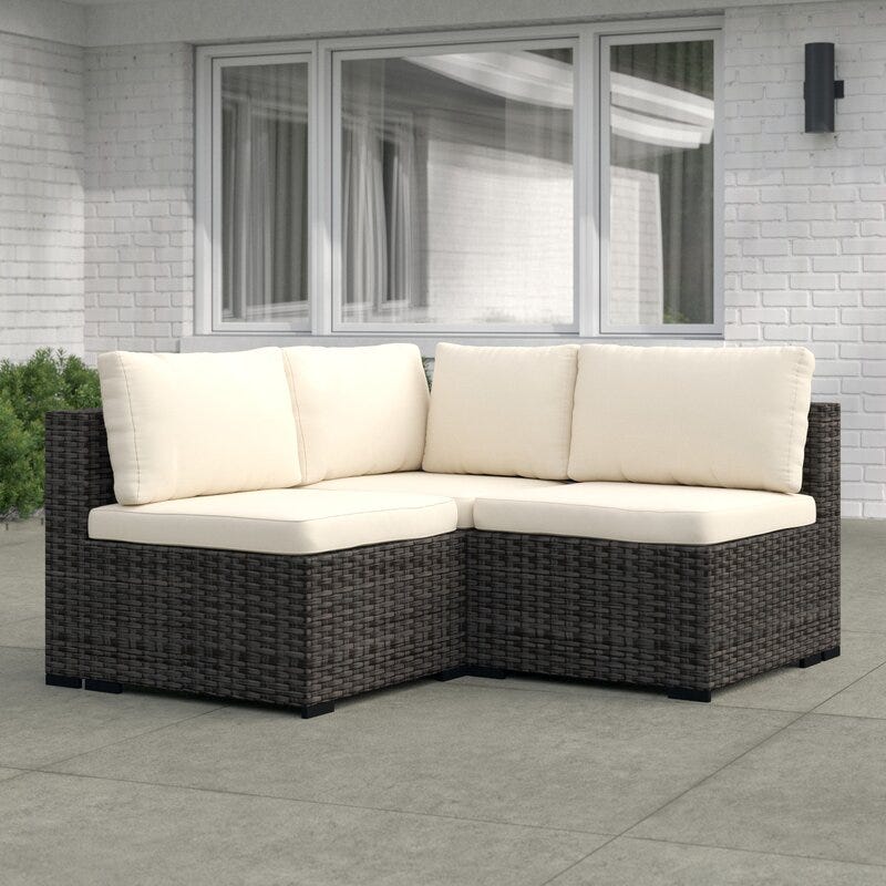 Holliston Wicker/Rattan 3-Person Seating Group with Cushions