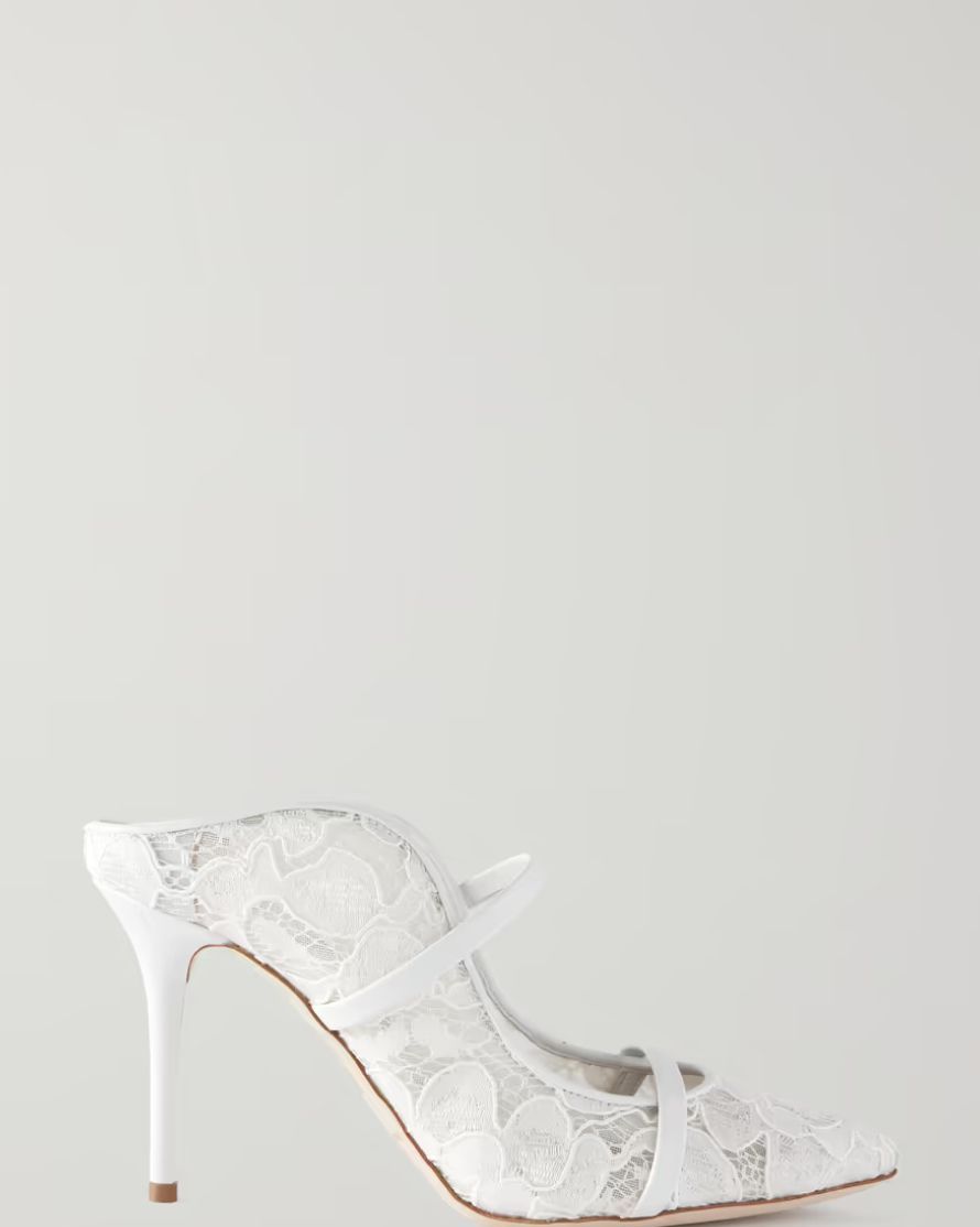 Maureen 85 Leather-Trimmed Corded Lace Pumps