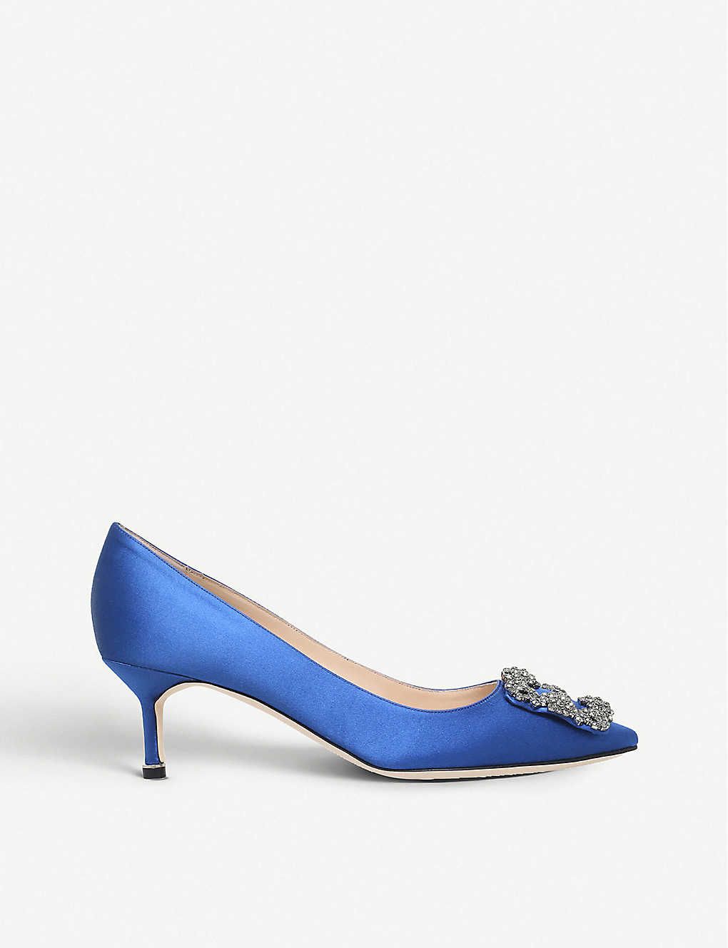 Open Toe Crystal-Like Club Shoes Blue US 8