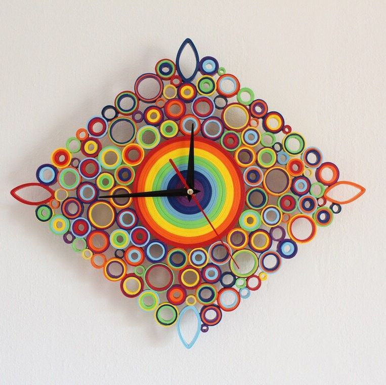 Geometric Rainbow Paper Wall Clock