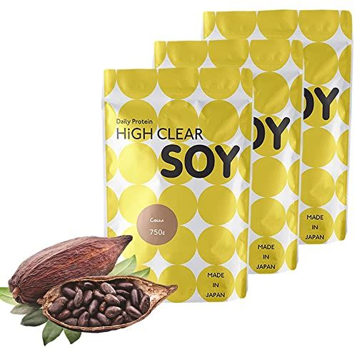 HIGH-CLEAR ソイ プロテイン ステビア ココア味 750g×3個セット 約90食分 国内製造大豆たんぱく 乳酸菌 ビタミン ミネラル