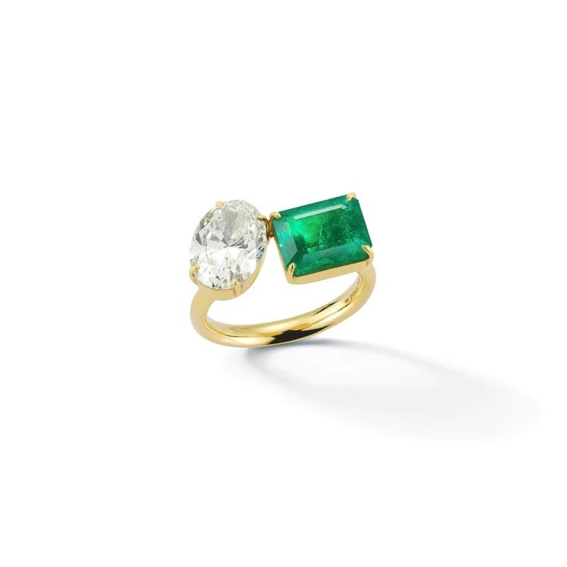 Pear Shaped Green Emerald Engagement Ring in Diamond Halo with Split Wavy  Diamond Shank Setting