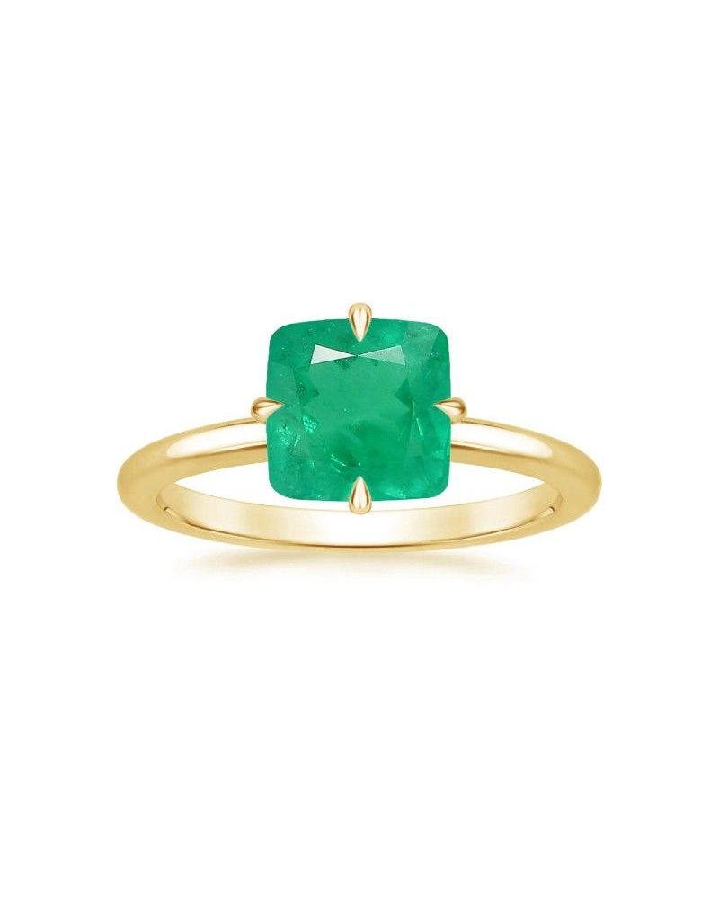 Cushion Cut Emerald North Star Ring