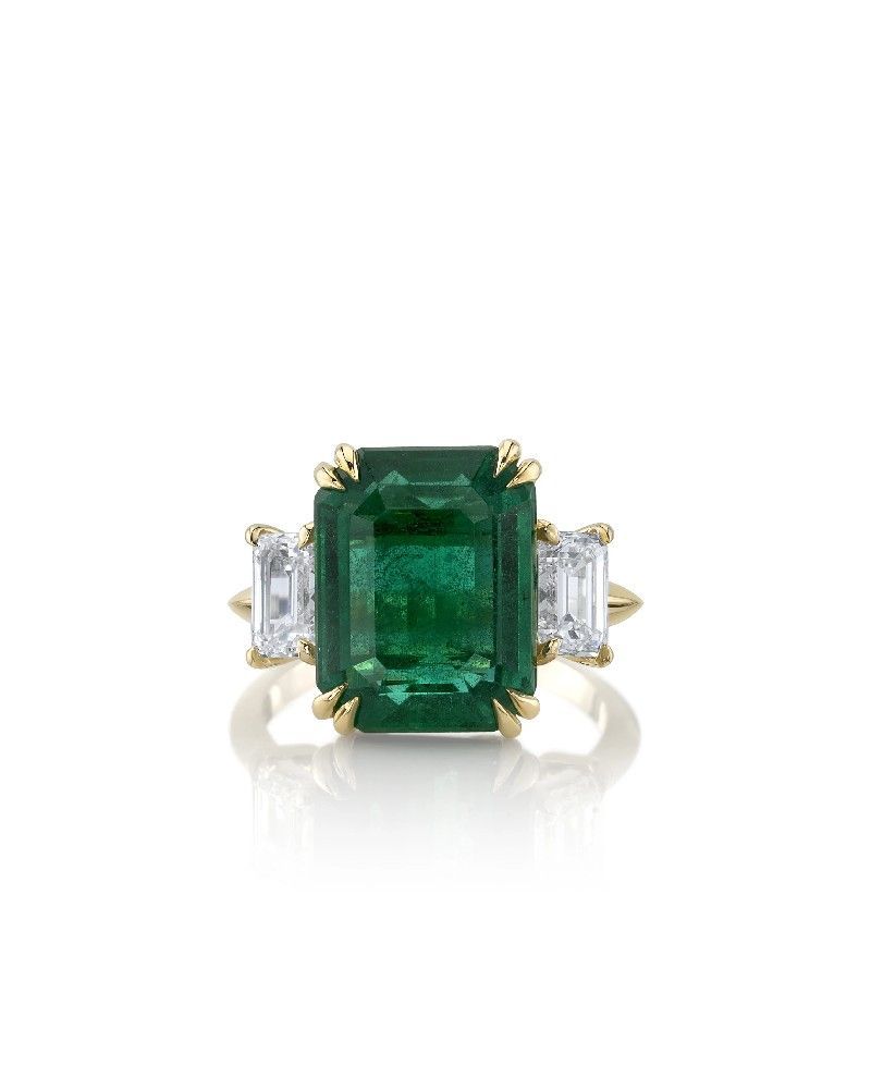 Emerald Cut Emerald Ring With Side Stones
