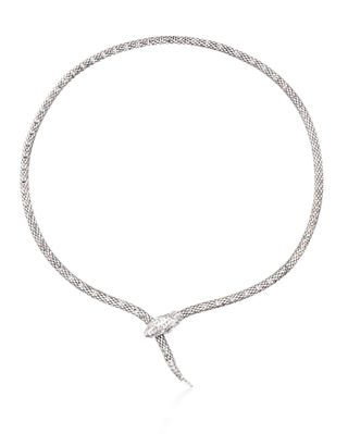 Italian Sterling Silver Diamond-Cut and Polished Snake Collar Necklace