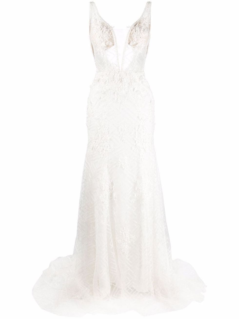 「華麗古典」輕婚紗推薦：Loulou V領白色蕾絲洋裝