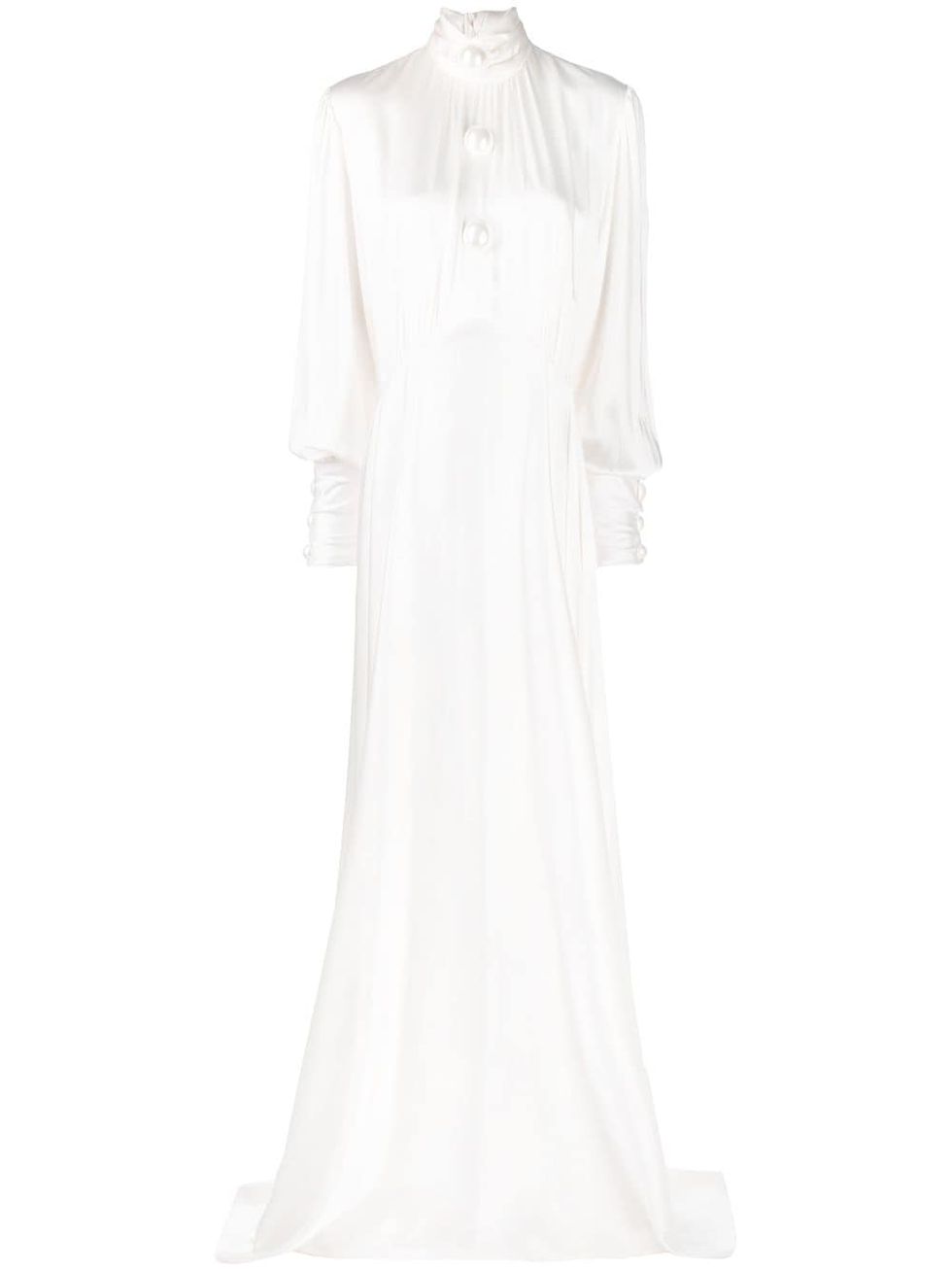 「華麗古典」輕婚紗推薦：Christopher Kane垂墜設計絲質高領洋裝