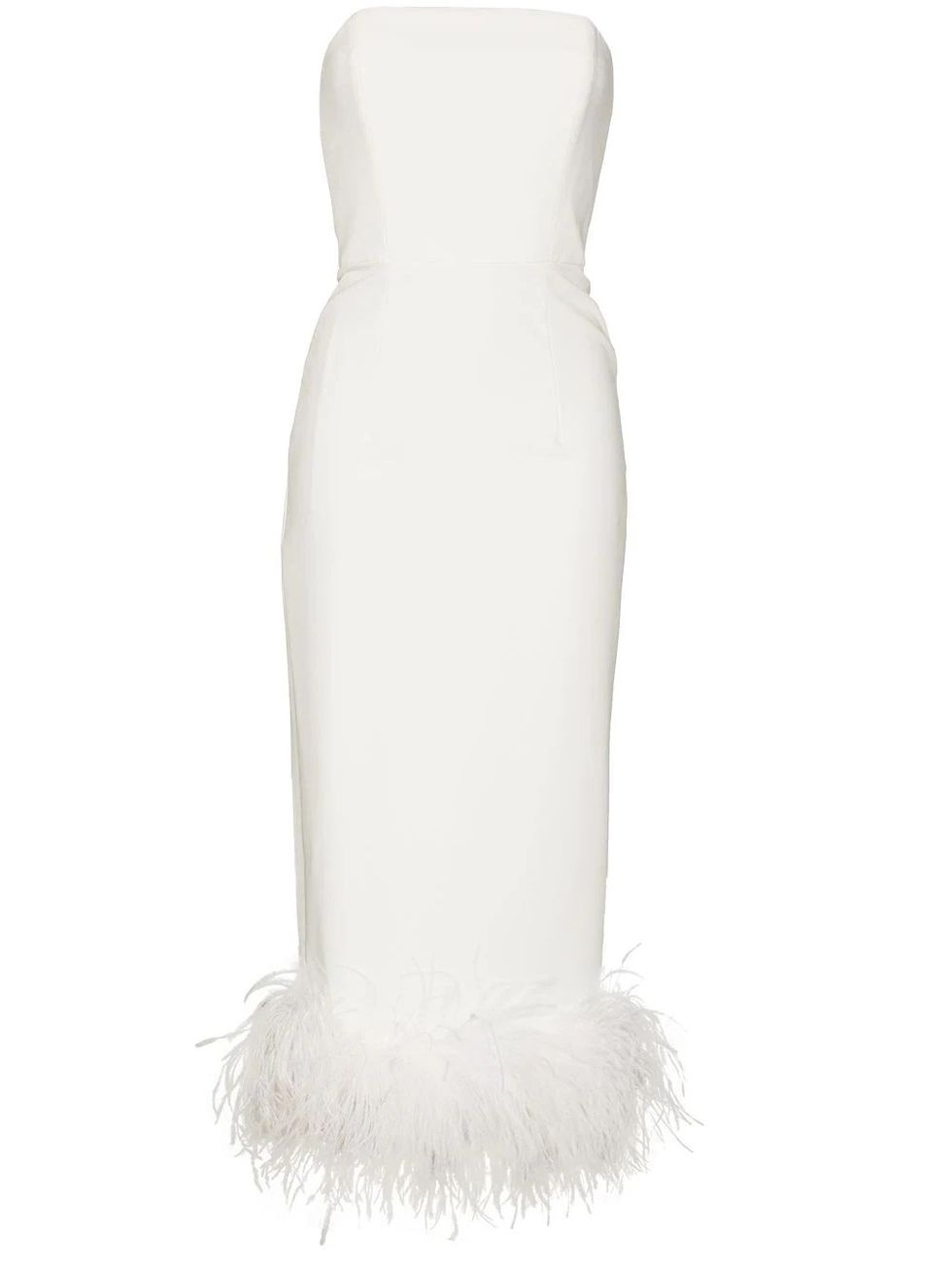 「俐落現代」輕婚紗推薦：16Arlington羽毛緄邊平口洋裝