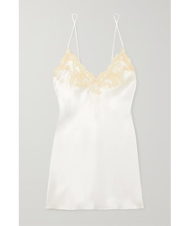 Lace-trimmed silk-charmeuse chemise