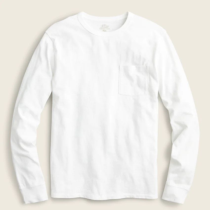 Garment-dyed slub cotton long-sleeve T-shirt