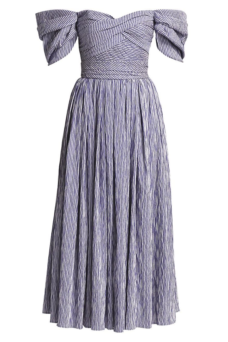 Ruched Stripe Midi Dress