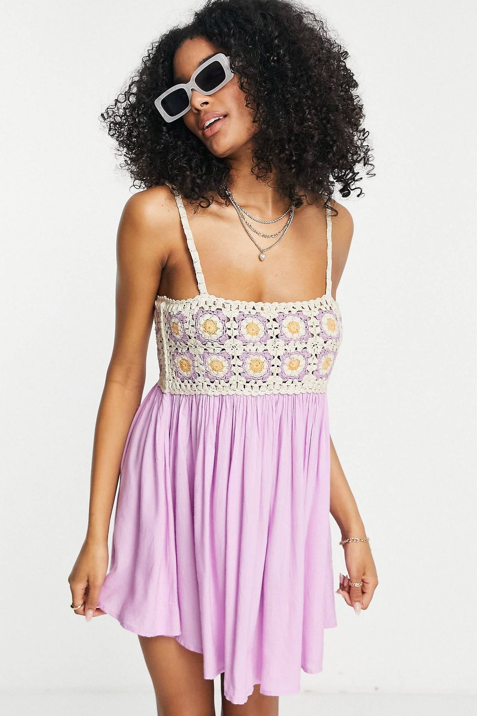 Crochet babydoll mini sundress in lilac - ASOS summer dresses