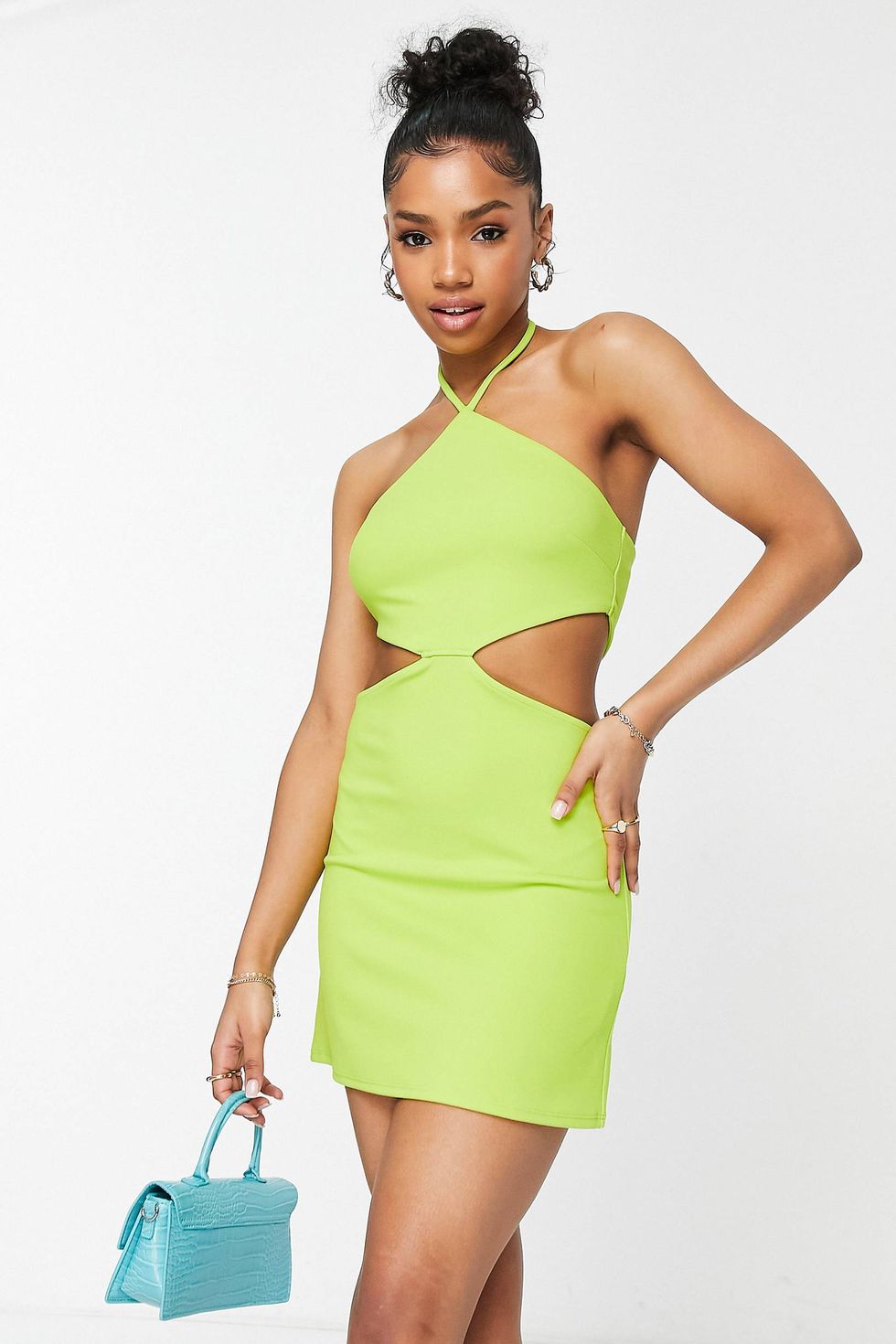 Cut out strappy mini dress in lime green - ASOS summer dresses