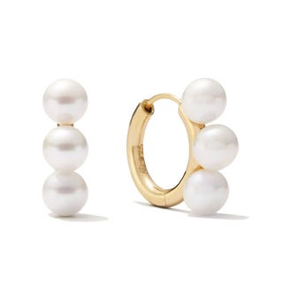 Bold Pearl Trio Hoop Earrings 