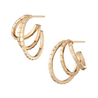 Infinity Deco Triple Gold Hoop Earrings
