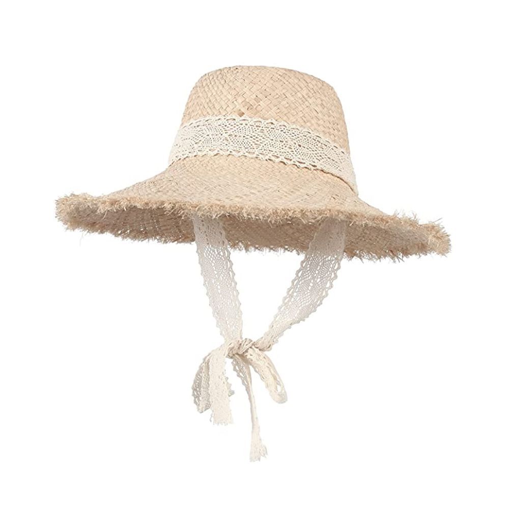 womens straw sun hat with chin strap