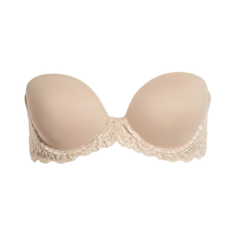  Invisible Strapless Bras for Women Push Up Seamless Bandeau Bra  Wireless Half Bras Backless Dresses Lingerie (Color : Beige, Size : 70/32B)  : Clothing, Shoes & Jewelry