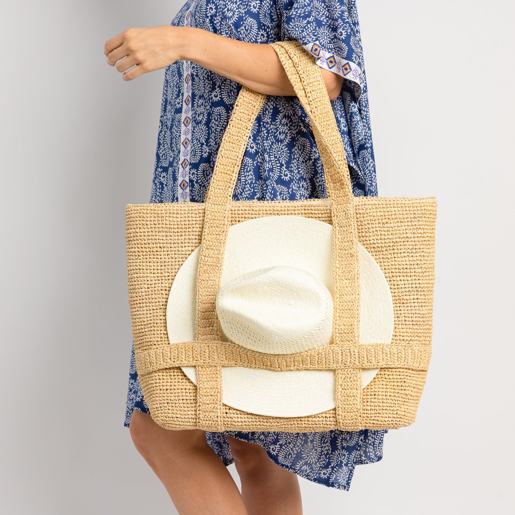 Women Straw Bag Handbag Pure Beach Tote Drawstring Rakish Summer Travel Soft 